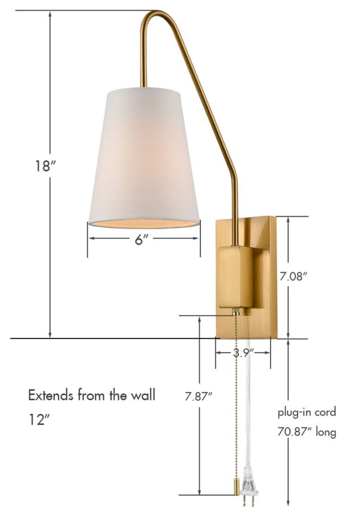 Modern Brass Wall Lamps Plug-In Wall Lights, Set of 2