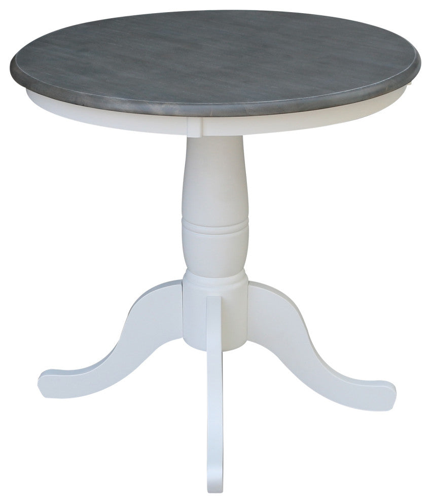 Round Top Pedestal Table, White/Heather Gray, 30 Inch Round