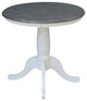 Round Top Pedestal Table, White/Heather Gray, 30 Inch Round