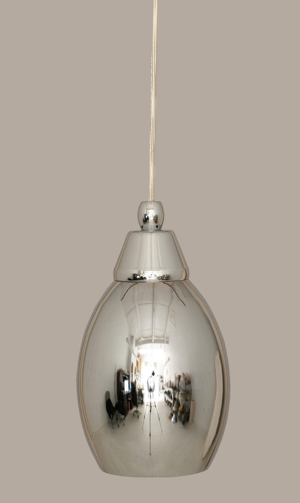 Cord Mini Pendant, Chrome/Chrome Cone Metal Shade