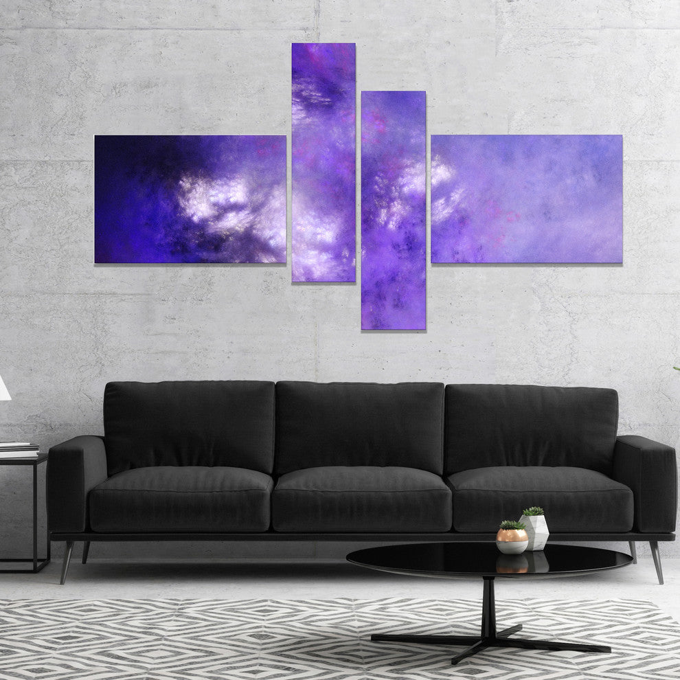 Blur Purple Sky with Stars, Abstract Canvas Art Print, 60"x32", 4 panels