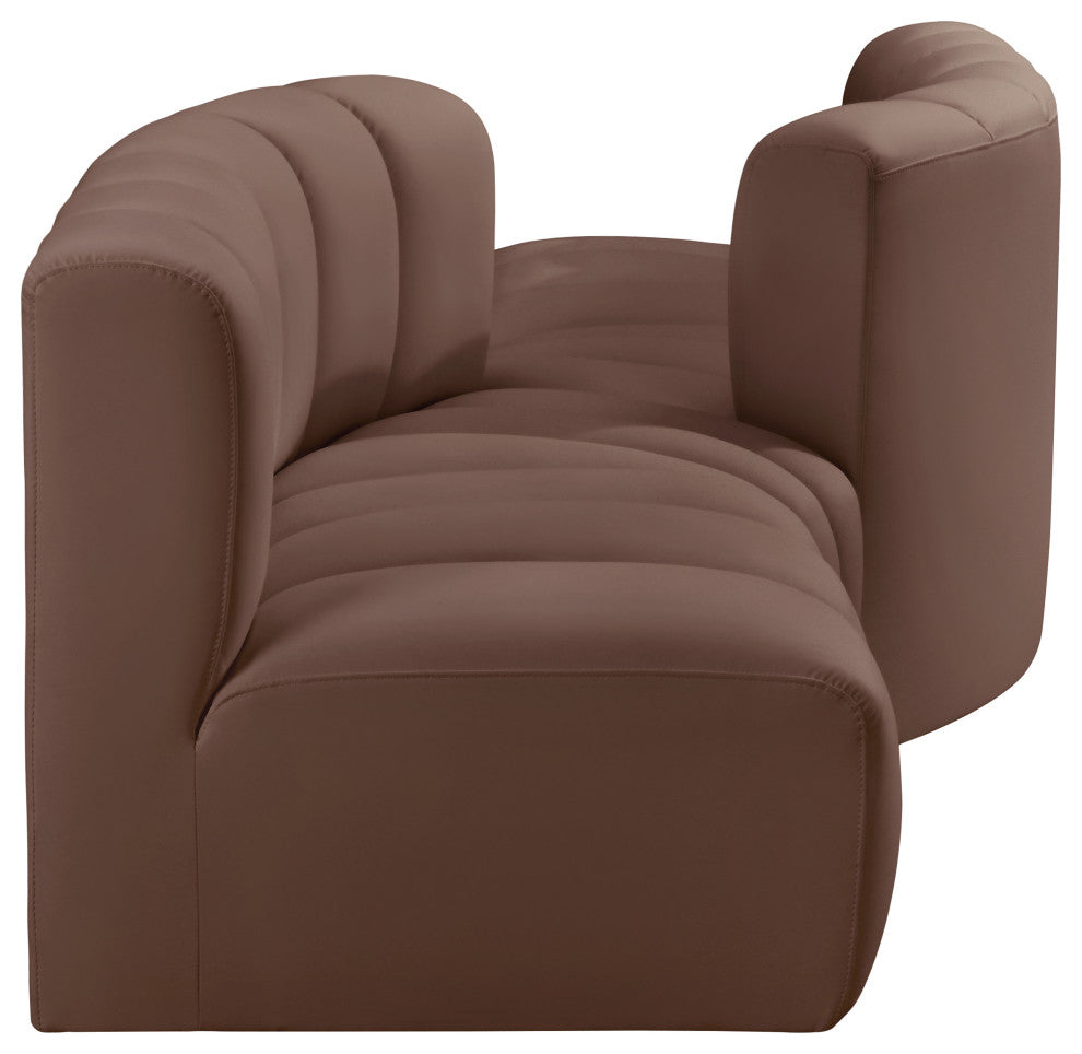 Arc Vegan Leather Upholstered 4-Pc. Facing Modular Sectional, Brown
