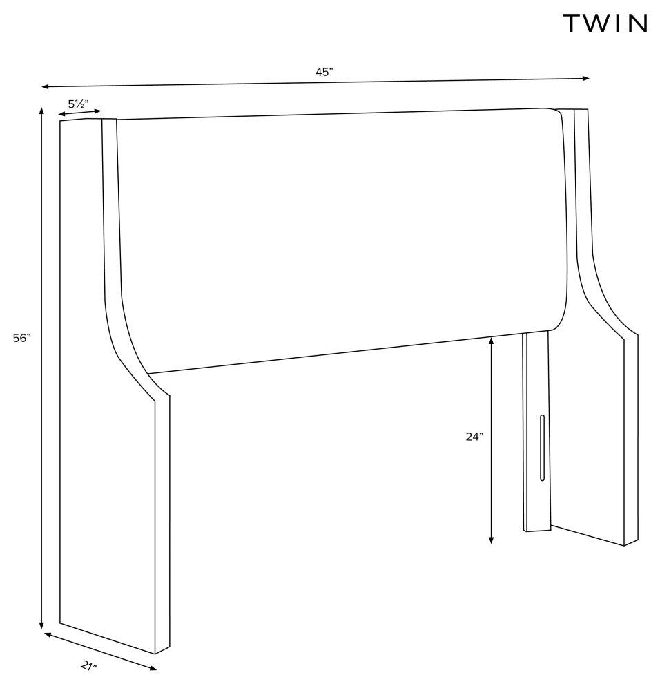 Fully Upholstered Wingback Headboard, Zuma Rosequartz, Twin