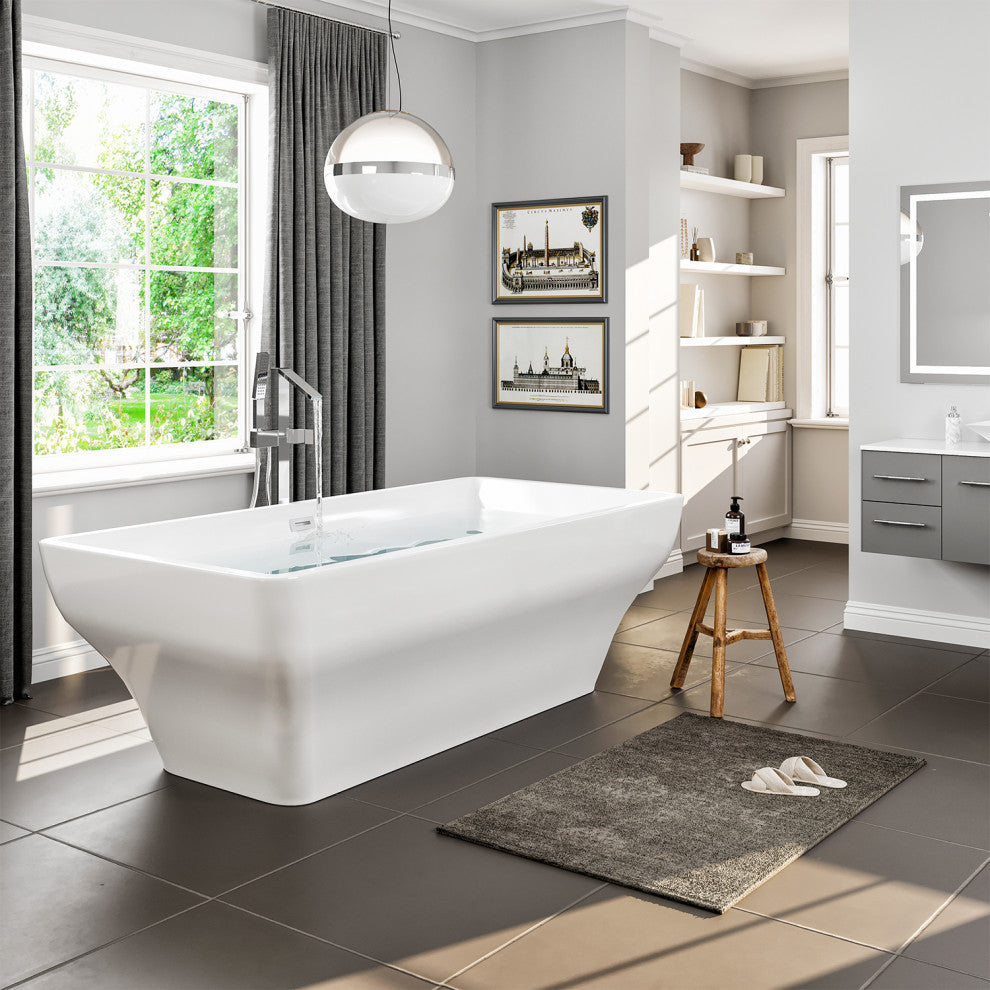Eviva Lily 60" White Acrylic Free Standing Bathtub