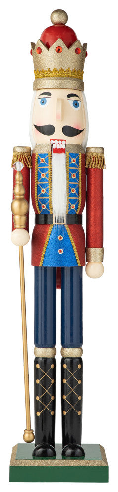 54"H Wooden Christmas Glitter King Nutcracker