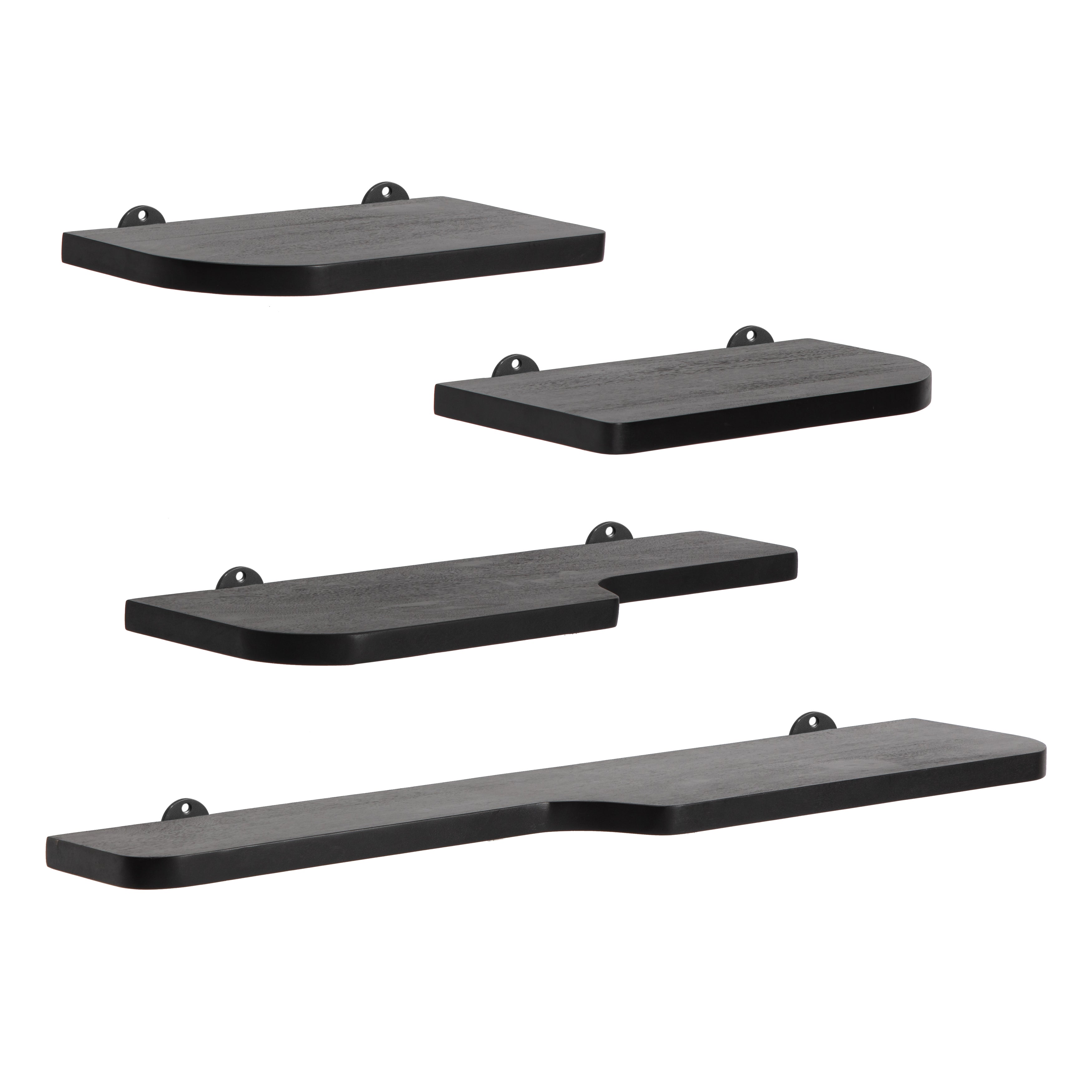 Dale Set of 4 Wall Mounted Shelves, Black
