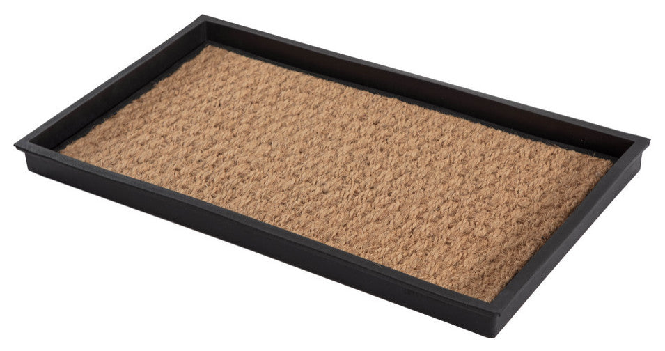 24.5"x14"x1.5" Natural/Recycled Rubber Boot Tray Tan Coir Insert