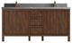 Elizabeth 72 Double Sink Bath Vanity in Dark Walnut Teak 2" Piatra Gray
