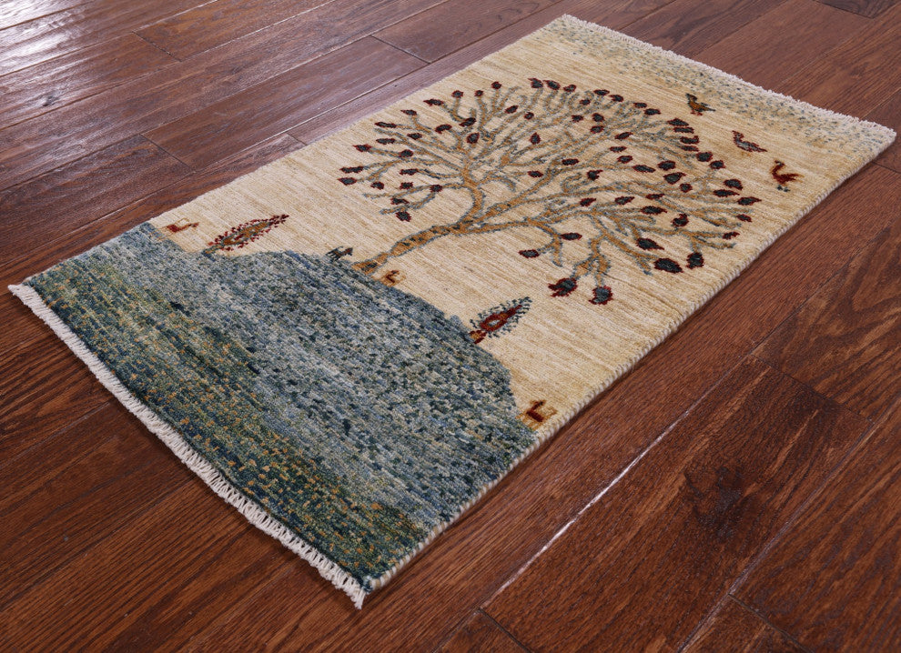 1' 8" X 3' 0" Tribal Persian Gabbeh Hand-Knotted Rug - Q12700