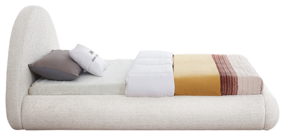 Rudy Cream Teddy Fabric Twin Bed