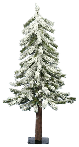 Flocked Alpine Artificial Christmas Tree , Unlit, 24"