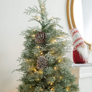 Pre-Lit Pine Artificial Christmas Tree, 5', Pinecones