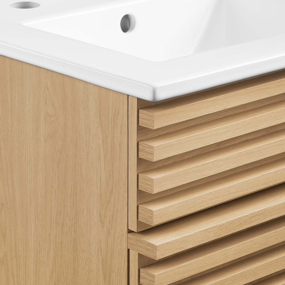 Render 18" Bathroom Vanity Cabinet, Oak White