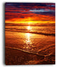 "Colorful Sunset Mirrored in Waters" Modern Beach Canvas Art Print, 12"x20"