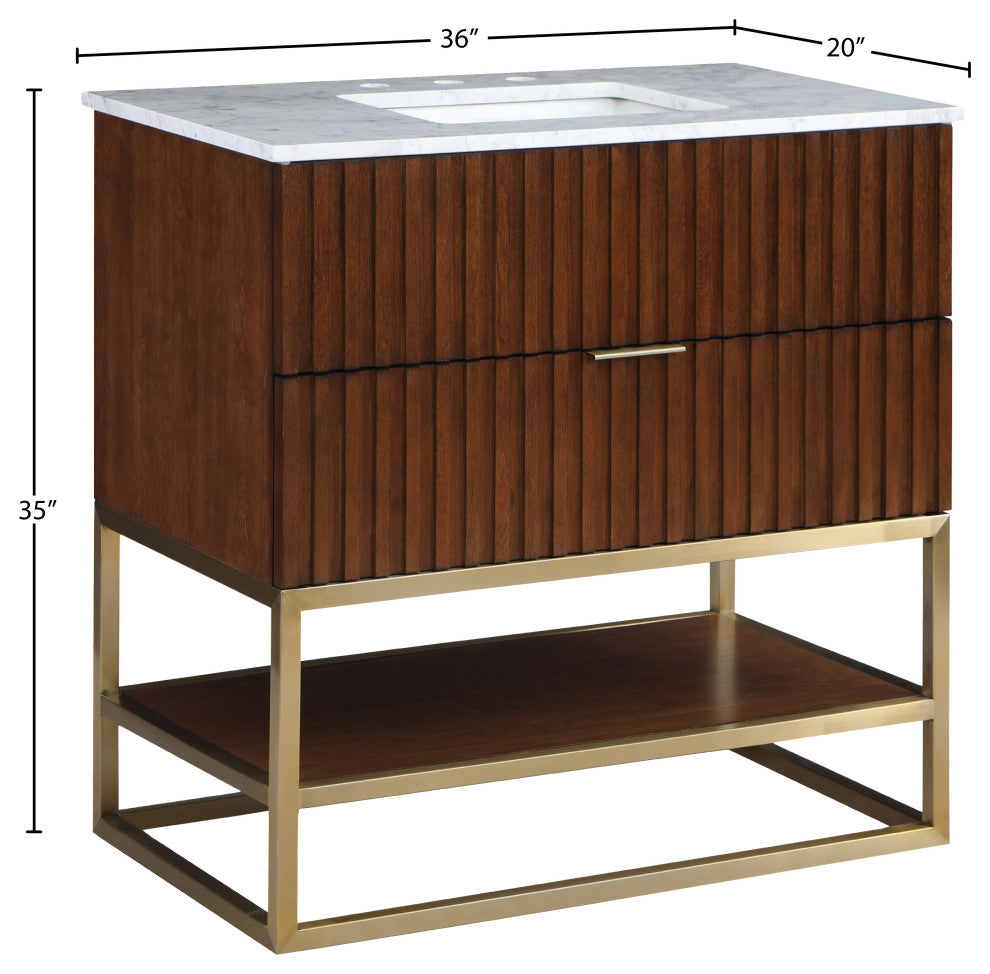 Monad Bathroom Vanity, Walnut, 36" Wide