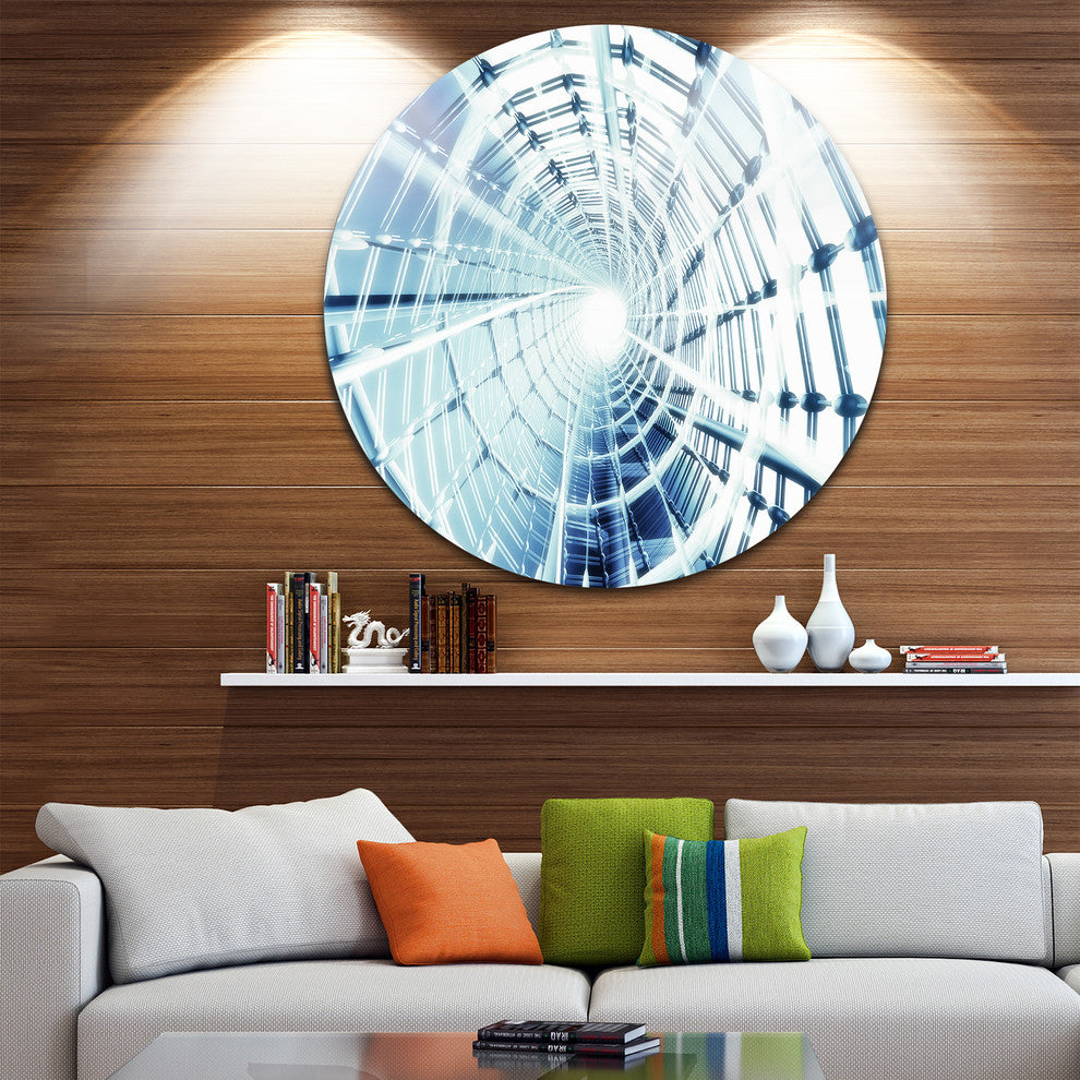 Fractal 3D Network Spiral, Abstract Art Disc Metal Wall Art, 23"