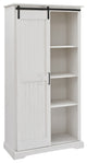 Modern Farmhouse Grooved Sliding Door Tall Storage Cabinet "“ Brushed White
