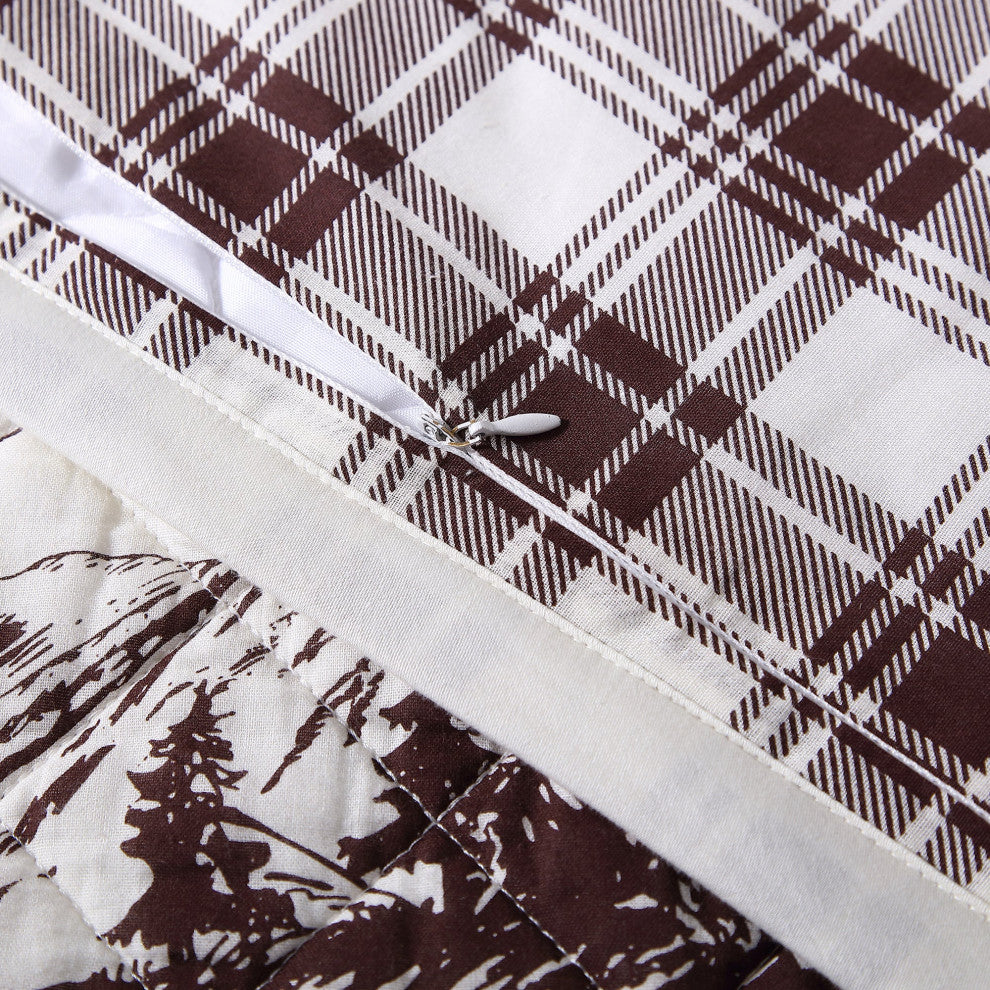 White Pine Reversible Quilt Set, Full/Queen, White, 3PC