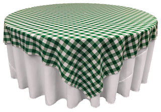 LA Linen Square Gingham Checkered Tablecloth, White and Hunter Green, 72"x72"