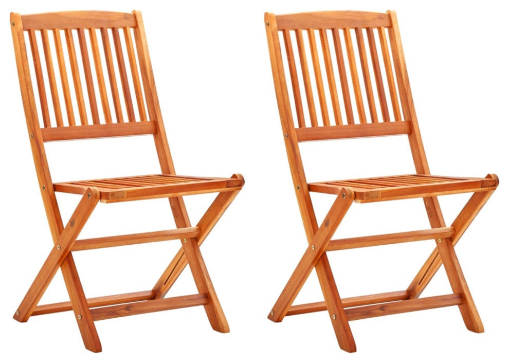Vidaxl Folding Garden Chairs, Set of 2, Solid Eucalyptus Wood