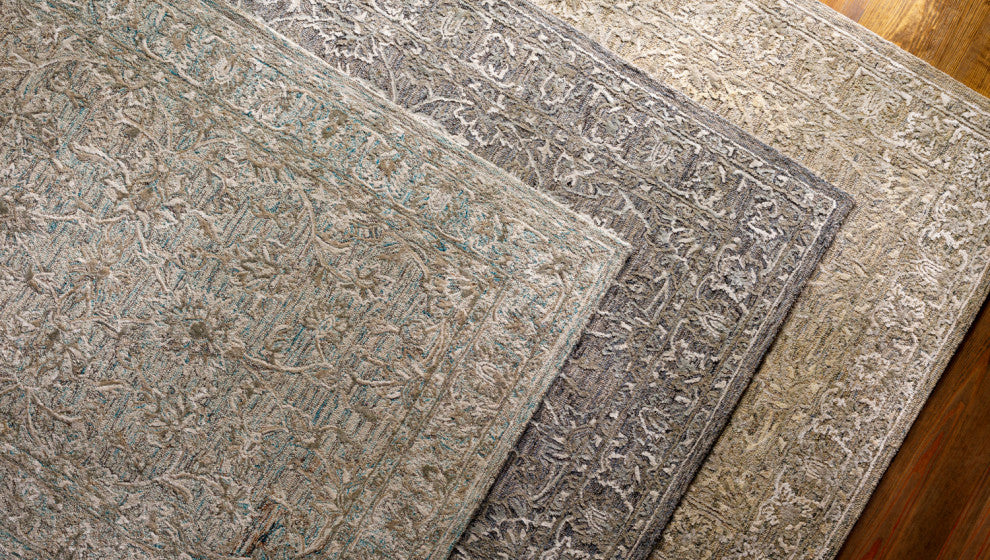 Surya Shelby SBY-1002 7'x9' Rug, Emerald/Light Gray/Dark Brown