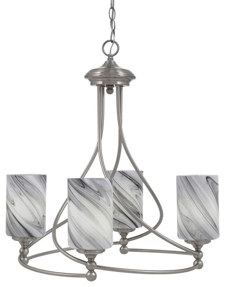 Capri 4-Light Chandelier, Brushed Nickel/Onyx Swirl
