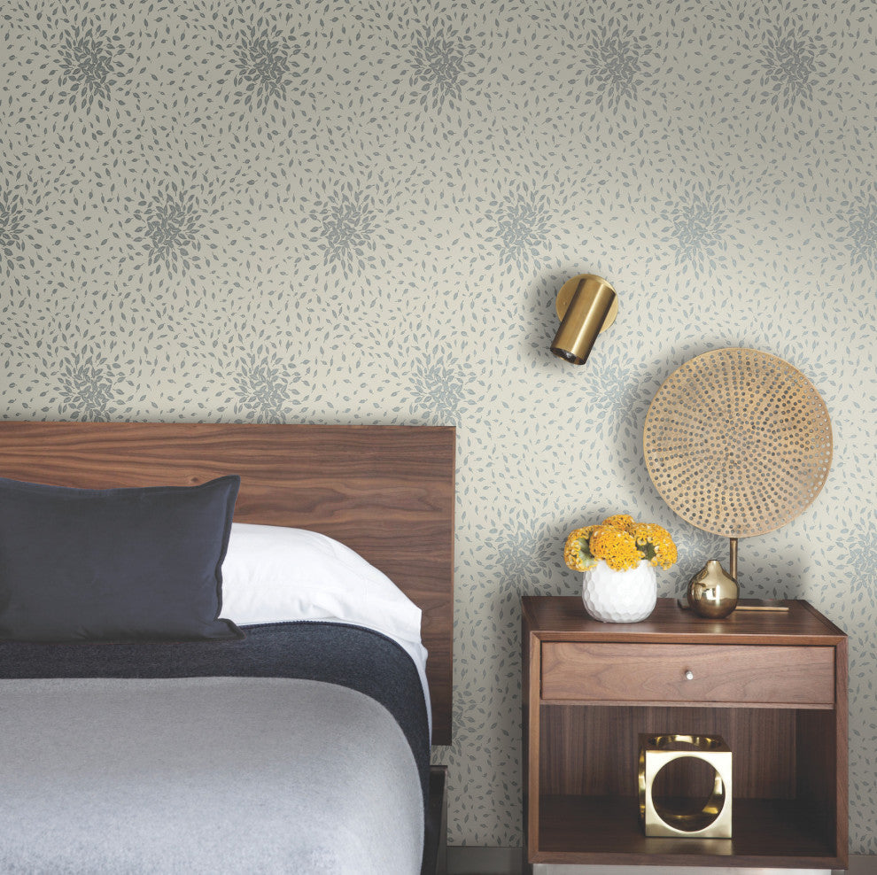 Beige & Silver Petite Leaves Wallpaper
