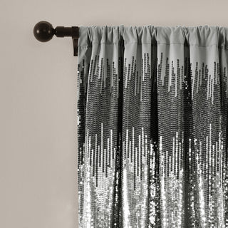 Shimmer Sequins Window Panel Set, Dark Gray/Black, 84"x42"