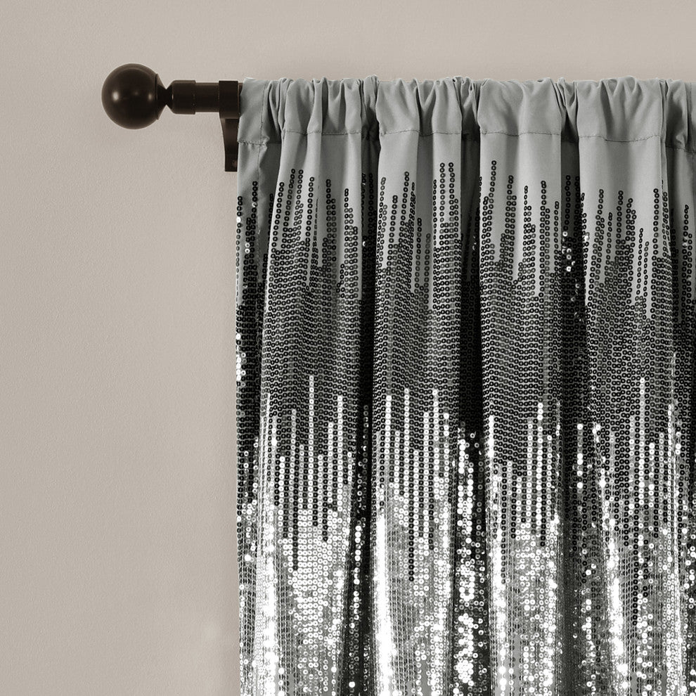 Shimmer Sequins Window Panel Set, Dark Gray/Black, 84"x42"