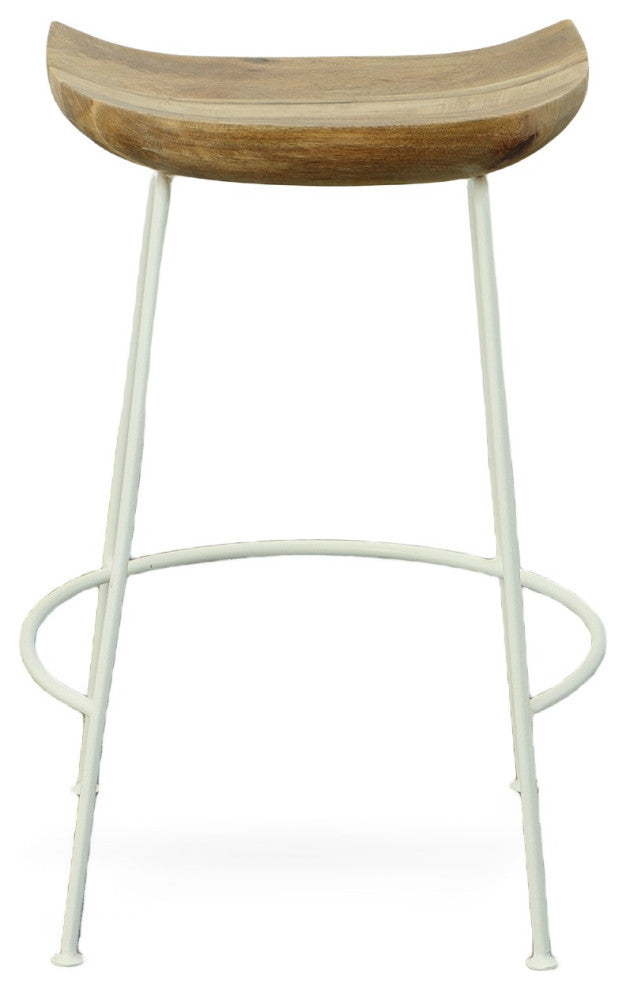 Diya Countoured Counter Stool Set of two, Natural and White