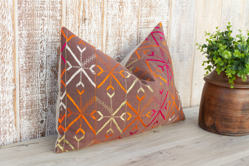 Anya Antique Indian Folk Lumbar Pillow
