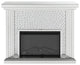Benzara BM185925 Wooden Electric Fireplace With Remote Controller, Silver