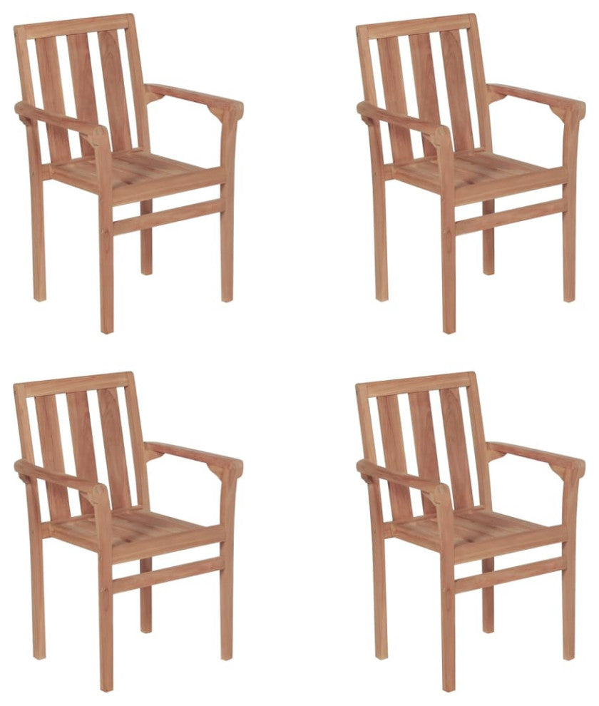 vidaxL 4x Solid Teak Wood Stackable Patio Chairs with Cushions Garden Seat