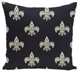 Fleur De Lis Ikat Print Pillow, Navy Blue, 18"x18"