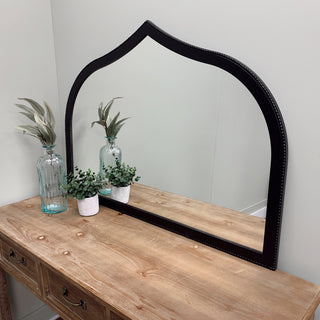 Vienne Framed Mantel Mirror, Teardrop Cathedral, 38.4"x27.4", Matte Black