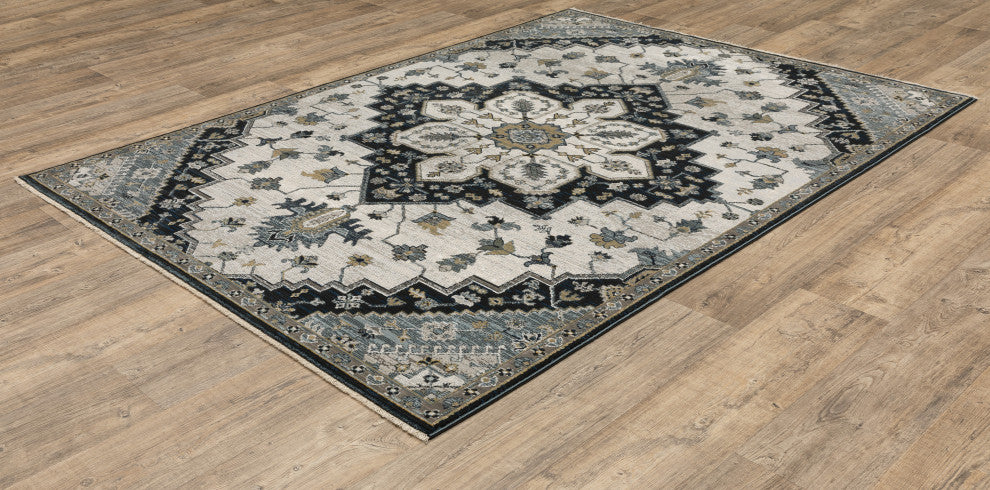 Oriental Weavers Keira KEI04 Medallion Rug, Blue, 3'3"x5'
