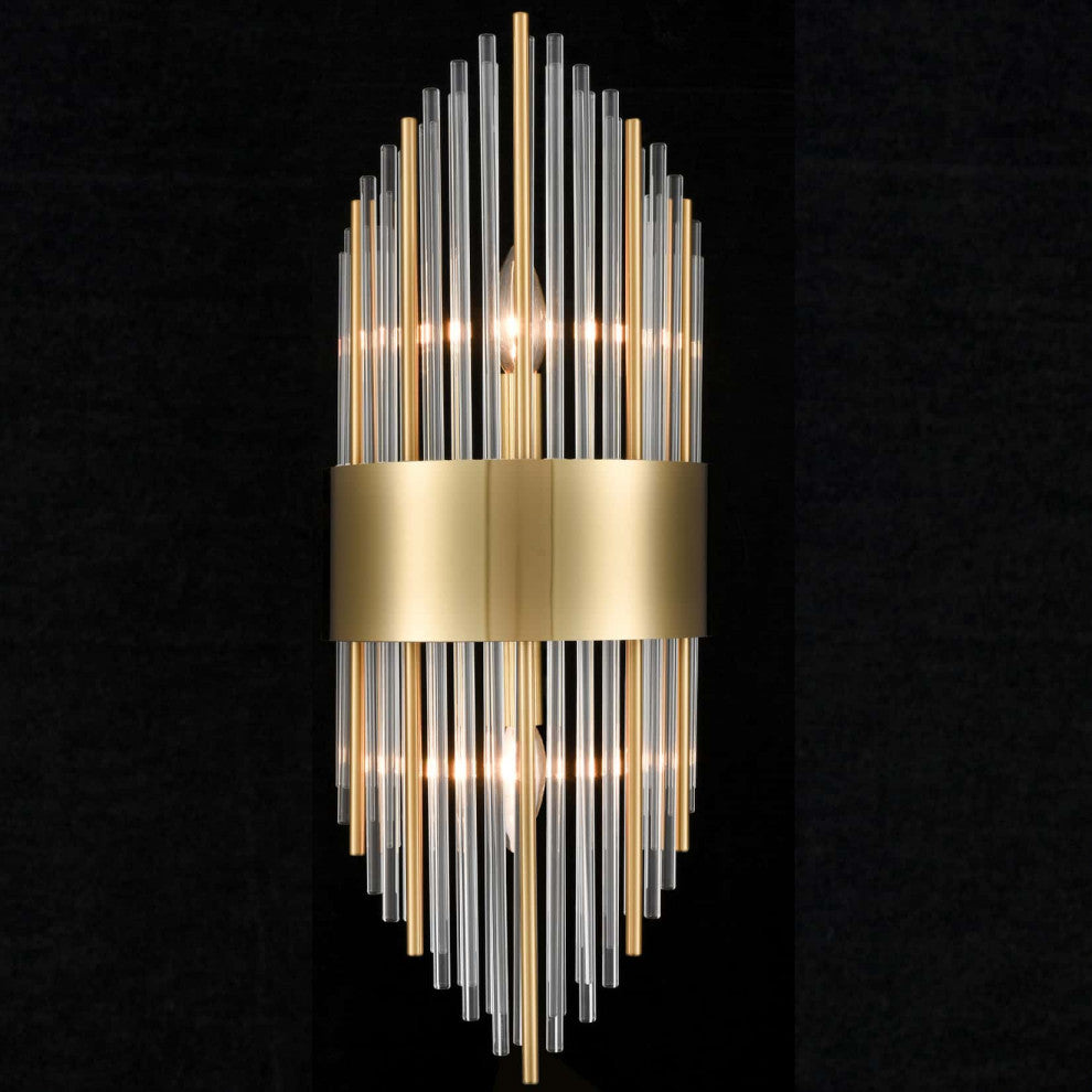 Glass Wall Sconces, Set of 2, Brass