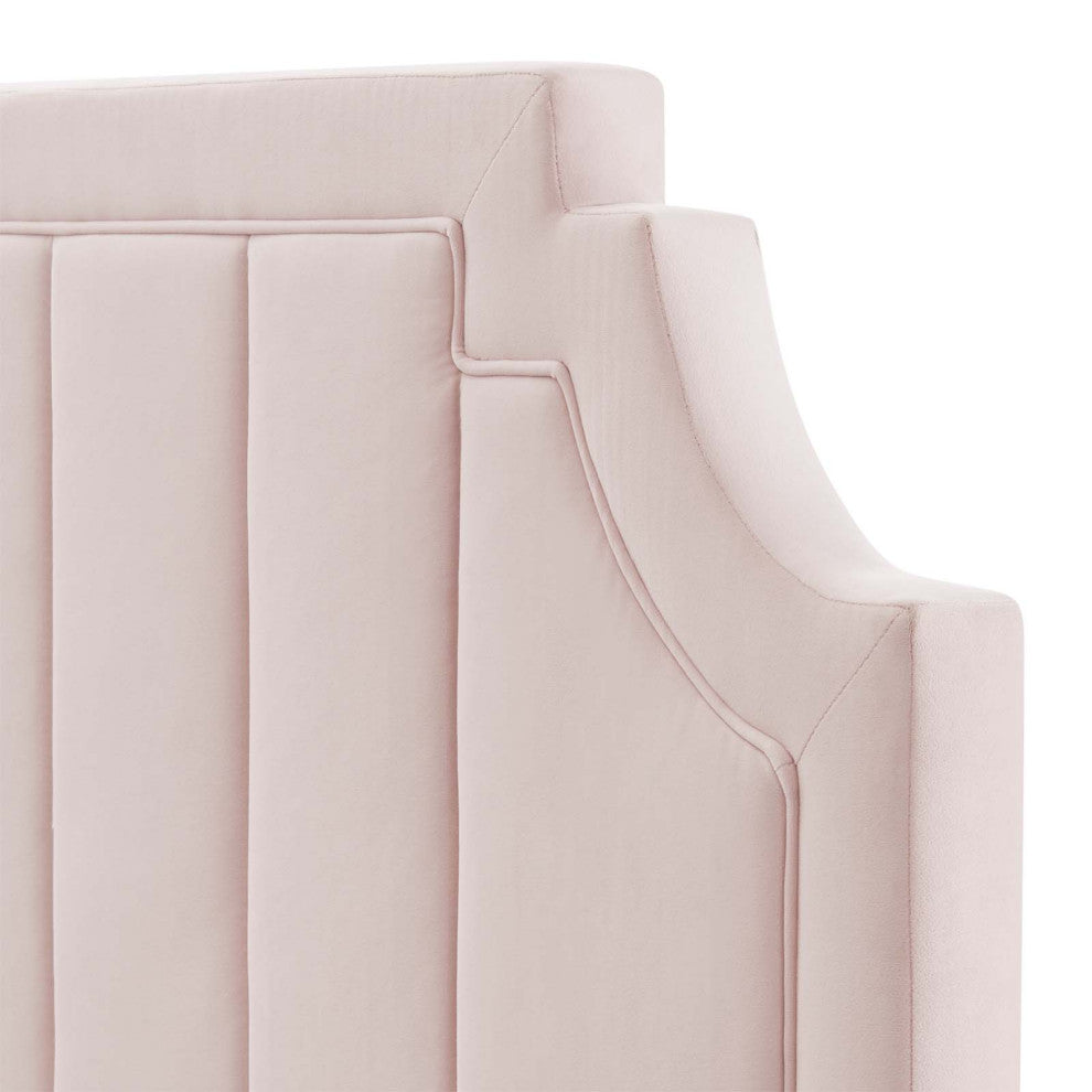 Tufted Headboard, Twin Size, Velvet, Pink, Modern Contemporary, Bedroom Master