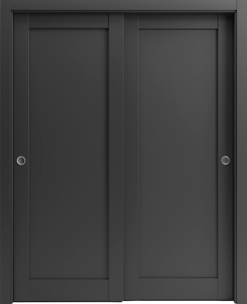 Closet Bypass Doors 72 x 96, Quadro 4111 Matte Black