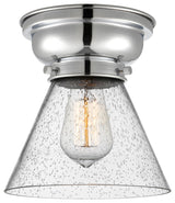 Large Cone 1-Light Flush Mount, Polished Chrome, Seedy