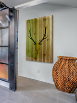 "Horn" Print on Natural Pine Wood, 40"x60"