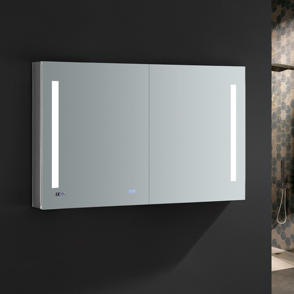 Tiempo Bathroom Medicine Cabinet With LED Lighting and Defogger, 48"x30"