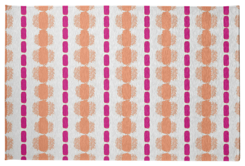 Watercolor Stripe Spring Chenille Rug, Orange-Orchid, 2'x3'