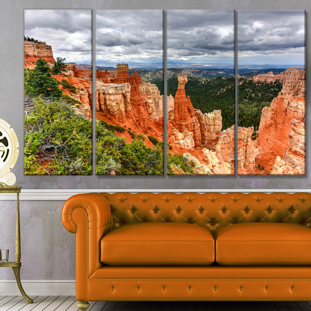 Bryce Canyon National Park, Landscape Canvas Art Print, 48"x28", 4 Panels