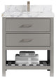 Parker 30" Single Sink Bath Vanity, Elephant Skin Gray 2" Calacatta Poanazzo