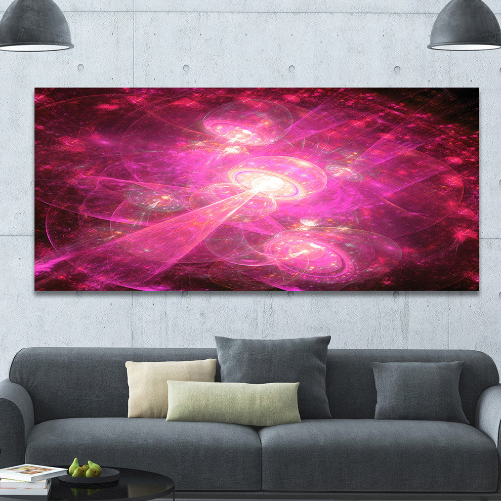 Pink Fractal Space Theme, Oversized Abstract Canvas Art Print, 60x28