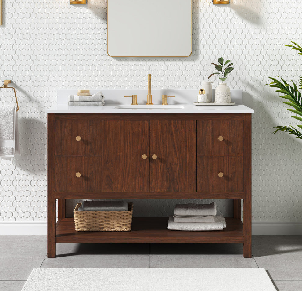 Zoe Vanity Only, Walnut Collection, 48"