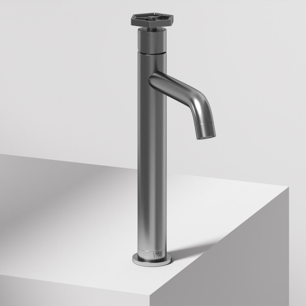 VIGO Ruxton 12" H Single Handle Single Hole Bathroom Vessel Faucet, Brushed Nickel