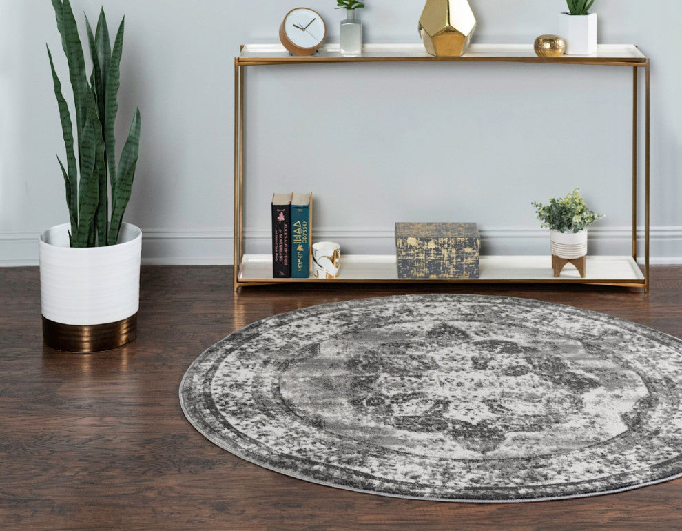 Transitional Sandrine Octagon 6'0"x6' Octagon Granit Area Rug