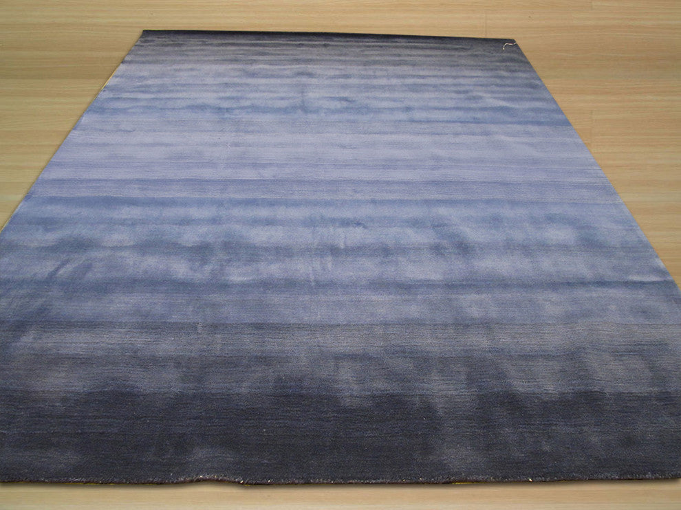 Hand-tufted Wool Blue Transitional Abstract Horizon Rug, 8'9 X 11'9